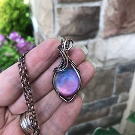 Aurora Opal Pastel Pink Copper Necklace