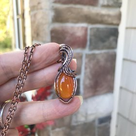 Carnelian Small Oval Copper Necklace