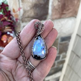Moonstone with Black Tourmaline Copper Necklace
