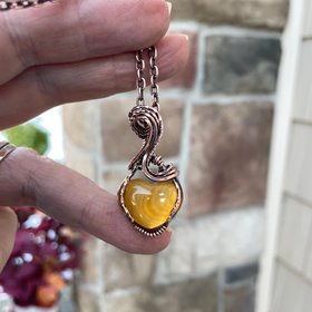 Carnelian Heart Copper Pendant