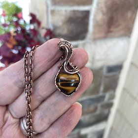 Tiger’s Eye Small Heart Copper Necklace