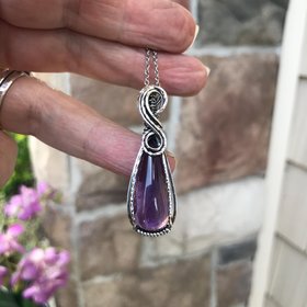 Amethyst Silver Wire Wrapped Necklace