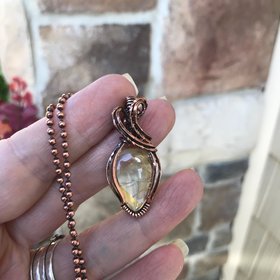 Citrine Small Copper Pendant