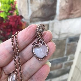 Rose Quartz Mini Heart Copper Pendant