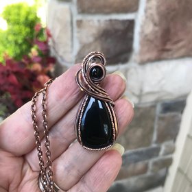 Black Onyx Copper Pendant