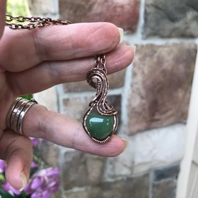 Green Aventurine Small Heart Copper Necklace