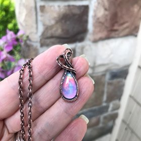 Aurora Opal Small Copper Pendant