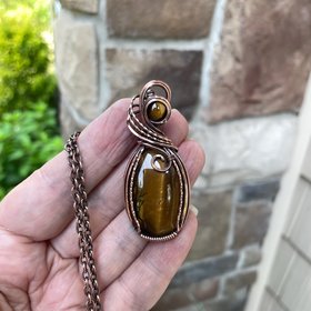 Tiger's Eye Oval Copper Necklace