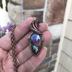 Purple Rainbow Labradorite Copper Pendant