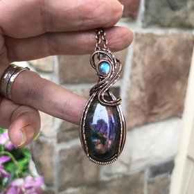 Purple Labradorite & Moonstone Copper Necklace